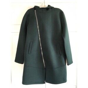 Sage Collective Dark Green Asymmetrical Zip Coat in Size L